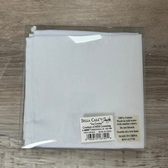 Bella Casa La Cocina Ganz Cocktail Napkins Set of 4 Cotton Bar Decor - Picture 5 of 5